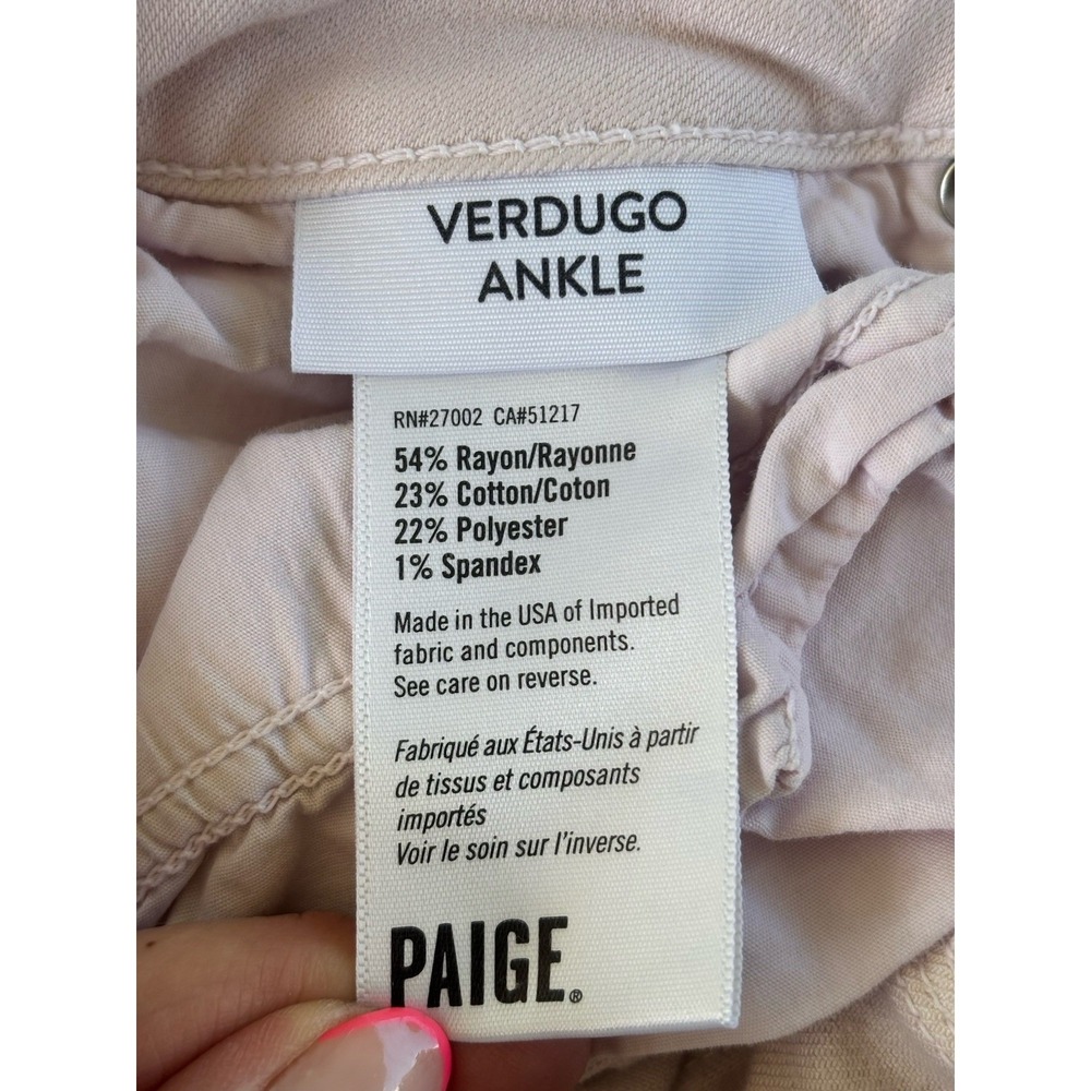 PAIGE Verdugo Ankle Jeans Pale Pink Size 27 Womens Frayed Hem - Picture 5 of 9